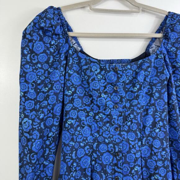 New DE LORETA Pique Dress in Camelia XS Mini Puff Sleeve Smocked Full Button - Picture 5 of 16